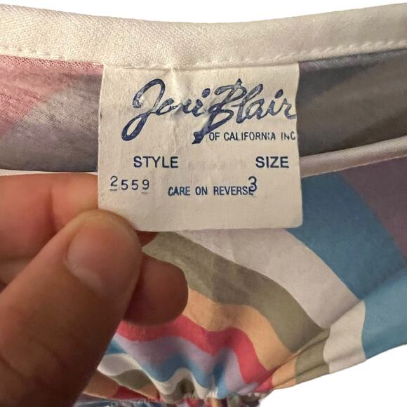 Vintage Jeni Blair of California Diagonal Stripe Midi Dress Pastel Rainbow Sz 3 - Picture 6 of 14